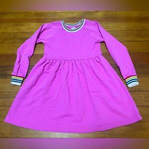 Hanna Andersson Pink Sweatshirt Dress w Rainbow Stripe Cuffs Size 140 cm or 10